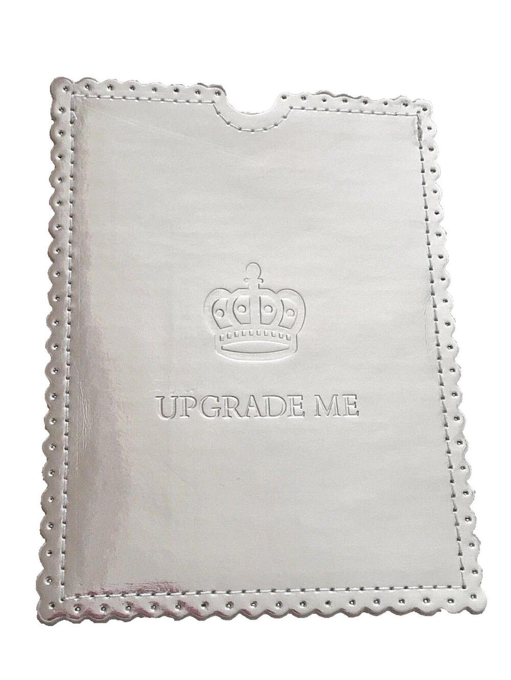 SICURA Silver Metallic Passport ID Pouch Holder Case UPGRADE ME Crown 4.5x5.5